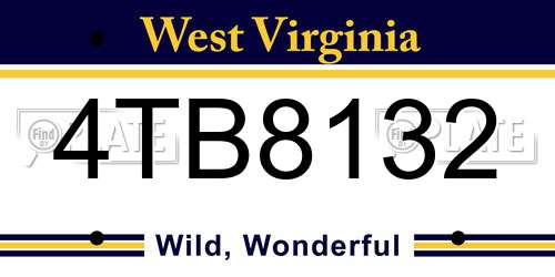 4TB8132 West Virginia License Plate