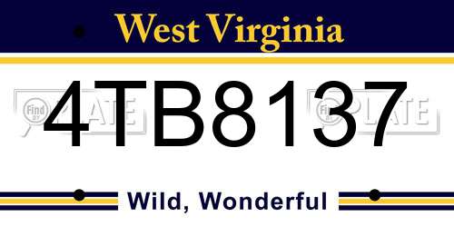 4TB8137 West Virginia License Plate