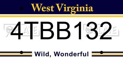4TBB132 West Virginia License Plate