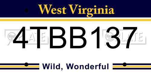 4TBB137 West Virginia License Plate