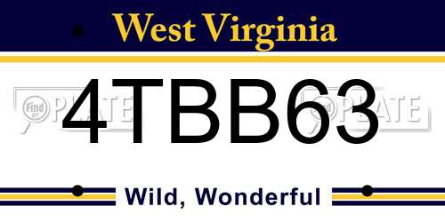 4TBB63 West Virginia License Plate