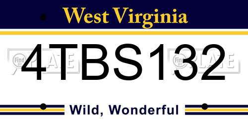 4TBS132 West Virginia License Plate