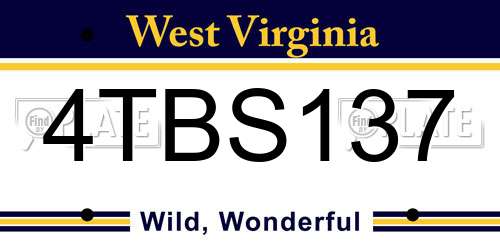4TBS137 West Virginia License Plate