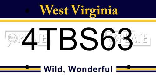 4TBS63 West Virginia License Plate