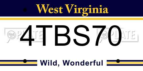 4TBS70 West Virginia License Plate