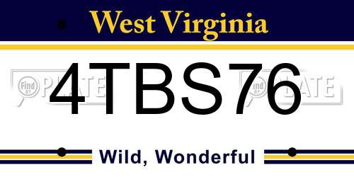 4TBS76 West Virginia License Plate