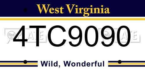 4TC9090 West Virginia License Plate