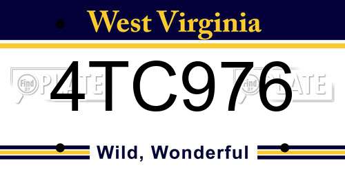 4TC976 West Virginia License Plate