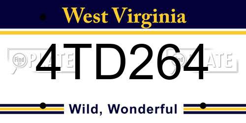 4TD264 West Virginia License Plate