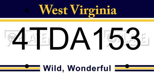 4TDA153 West Virginia License Plate