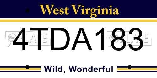 4TDA183 West Virginia License Plate