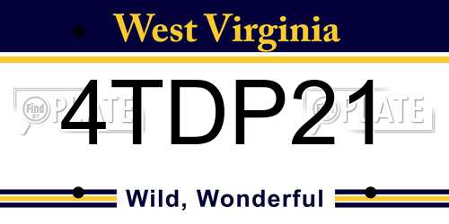 4TDP21 West Virginia License Plate