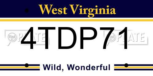 4TDP71 West Virginia License Plate
