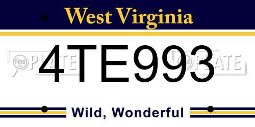 4TE993 West Virginia License Plate