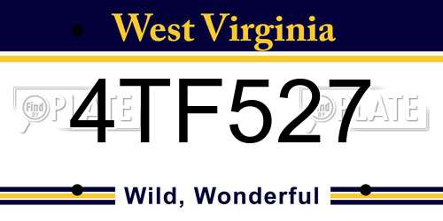 4TF527 West Virginia License Plate