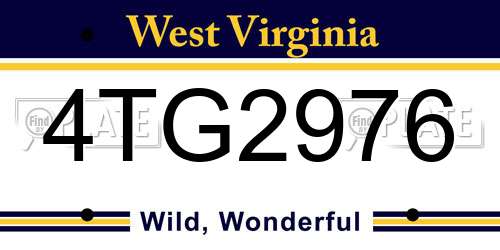 4TG2976 West Virginia License Plate