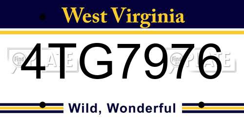 4TG7976 West Virginia License Plate