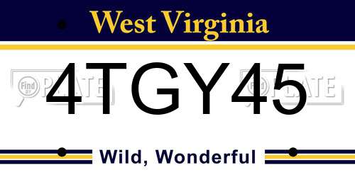 4TGY45 West Virginia License Plate