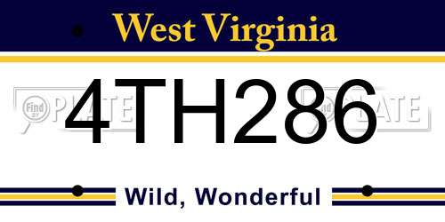4TH286 West Virginia License Plate