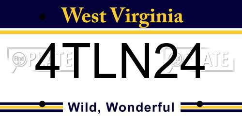 4TLN24 West Virginia License Plate