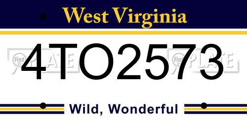 4TO2573 West Virginia License Plate