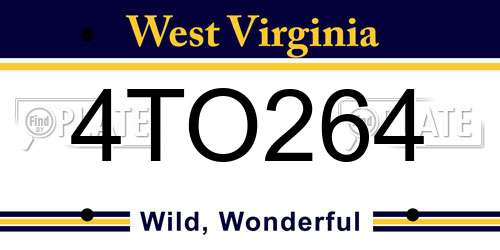 4TO264 West Virginia License Plate