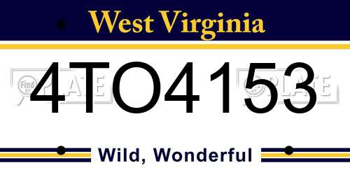 4TO4153 West Virginia License Plate