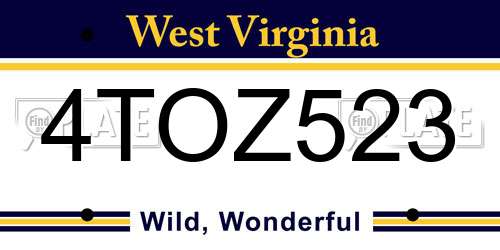 4TOZ523 West Virginia License Plate