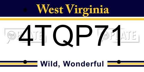 4TQP71 West Virginia License Plate