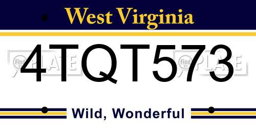 4TQT573 West Virginia License Plate