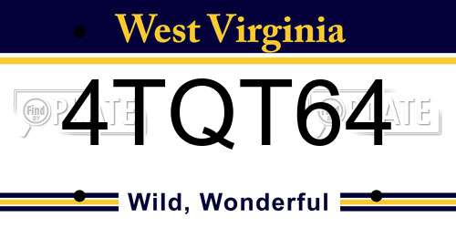 4TQT64 West Virginia License Plate