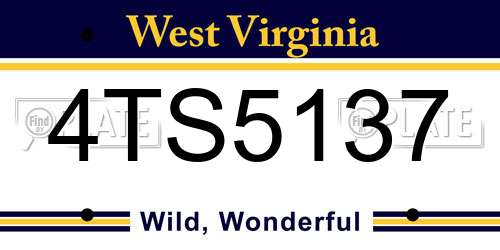 4TS5137 West Virginia License Plate