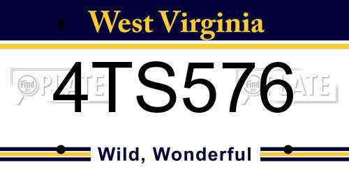 4TS576 West Virginia License Plate