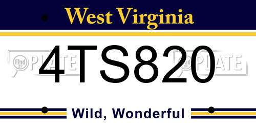 4TS820 West Virginia License Plate