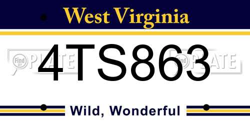 4TS863 West Virginia License Plate