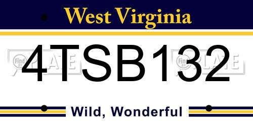 4TSB132 West Virginia License Plate
