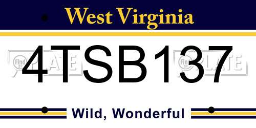 4TSB137 West Virginia License Plate