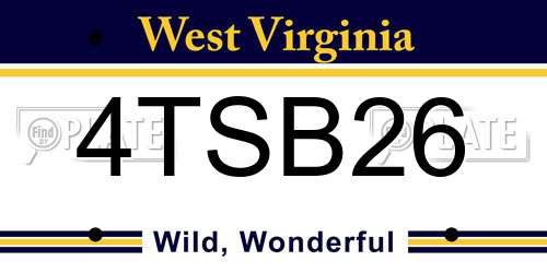 4TSB26 West Virginia License Plate