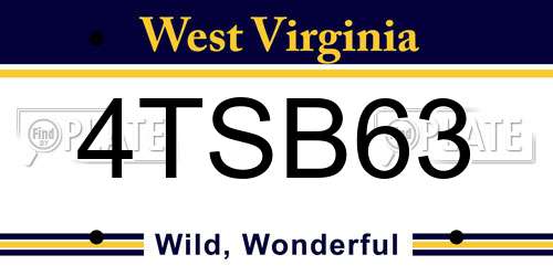 4TSB63 West Virginia License Plate