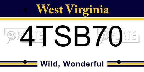4TSB70 West Virginia License Plate