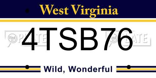 4TSB76 West Virginia License Plate
