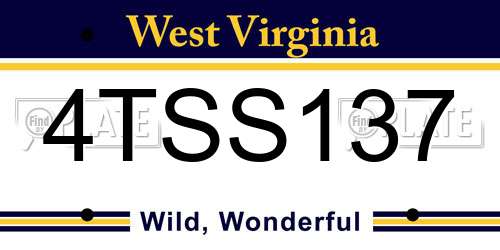 4TSS137 West Virginia License Plate