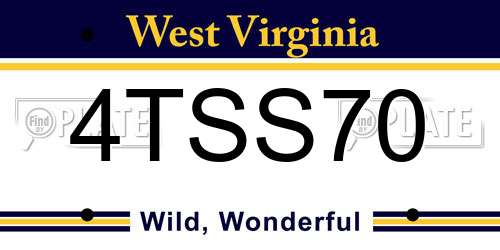 4TSS70 West Virginia License Plate