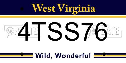 4TSS76 West Virginia License Plate