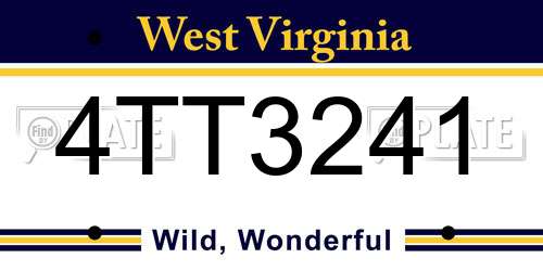 4TT3241 West Virginia License Plate