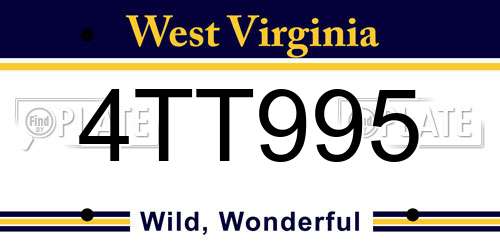 4TT995 West Virginia License Plate