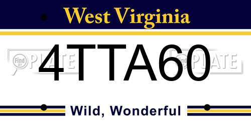 4TTA60 West Virginia License Plate