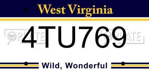 4TU769 West Virginia License Plate