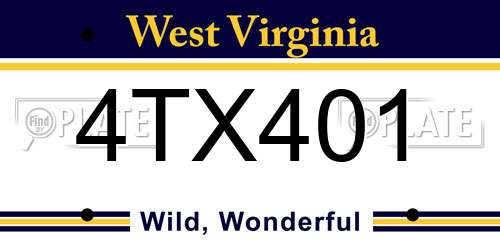 4TX401 West Virginia License Plate