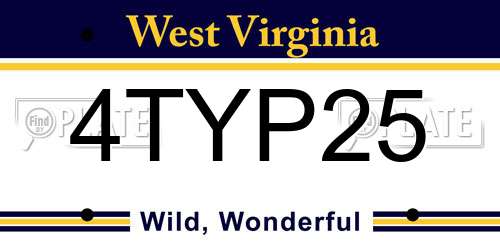 4TYP25 West Virginia License Plate